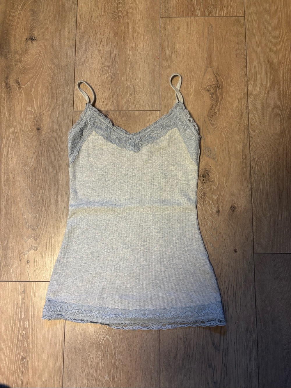 Y2k Light Gray Lace Trim Camisole Tank Top